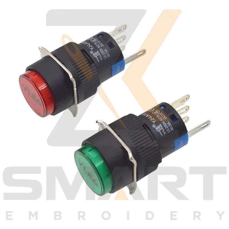 Tombol Switch dengan Lampu Self-Return China Embroidery Machine Parts EDH06-YJ-LA16G EDH06-YJ-LA16R